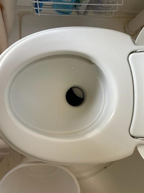 partially open toilet valve in an rv