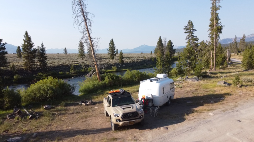 toyota tacoma and casita travel trailer camp at salmon river