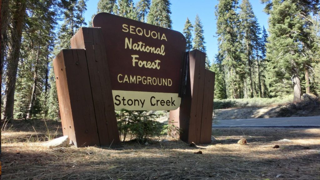 Sign for stony creek campground in sequoia national park