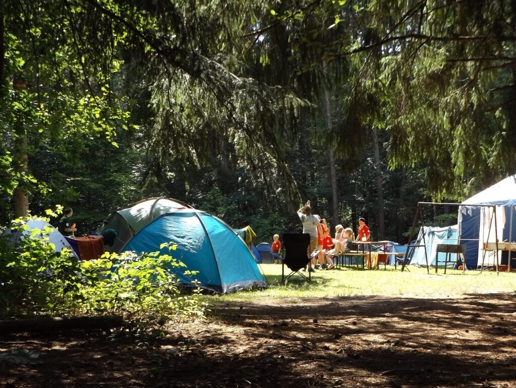 tents and people in a campground