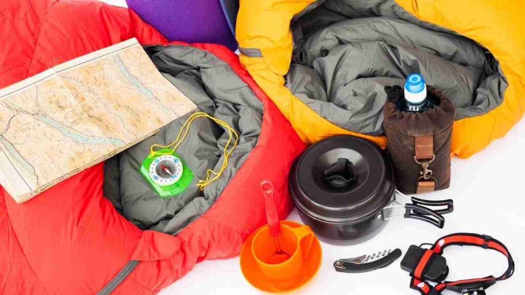 sleeping bags and other camping gear