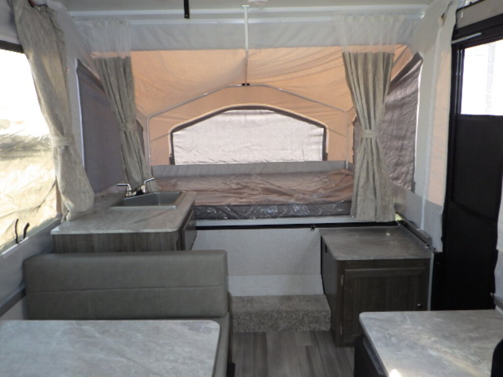 interior of a pop up tent trailer