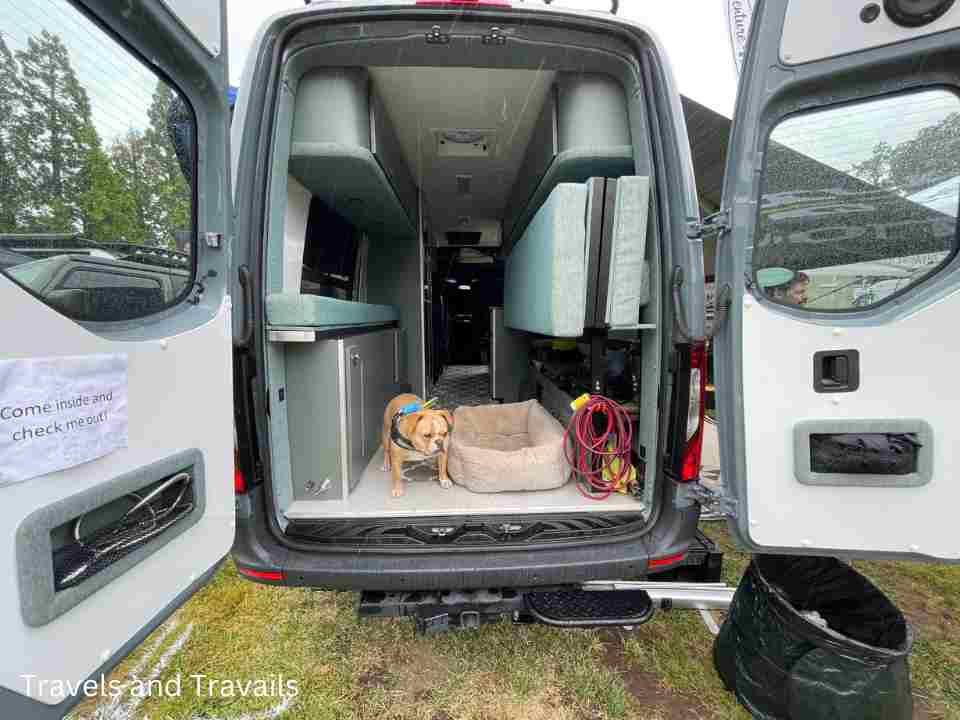 convertible bed in a camper van
