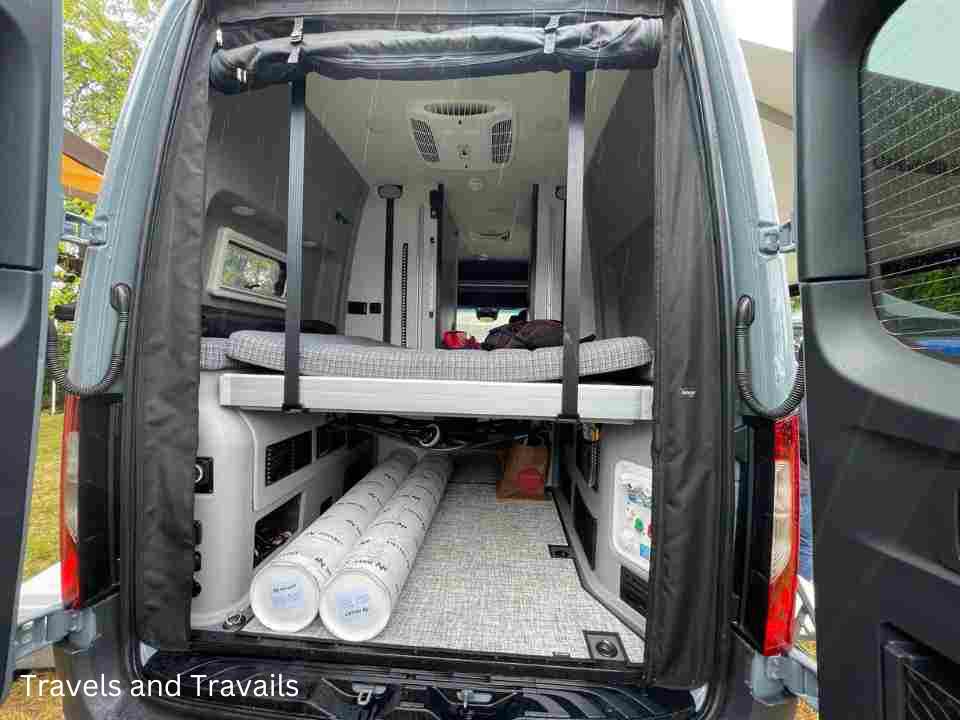 drop down bed in a camper van