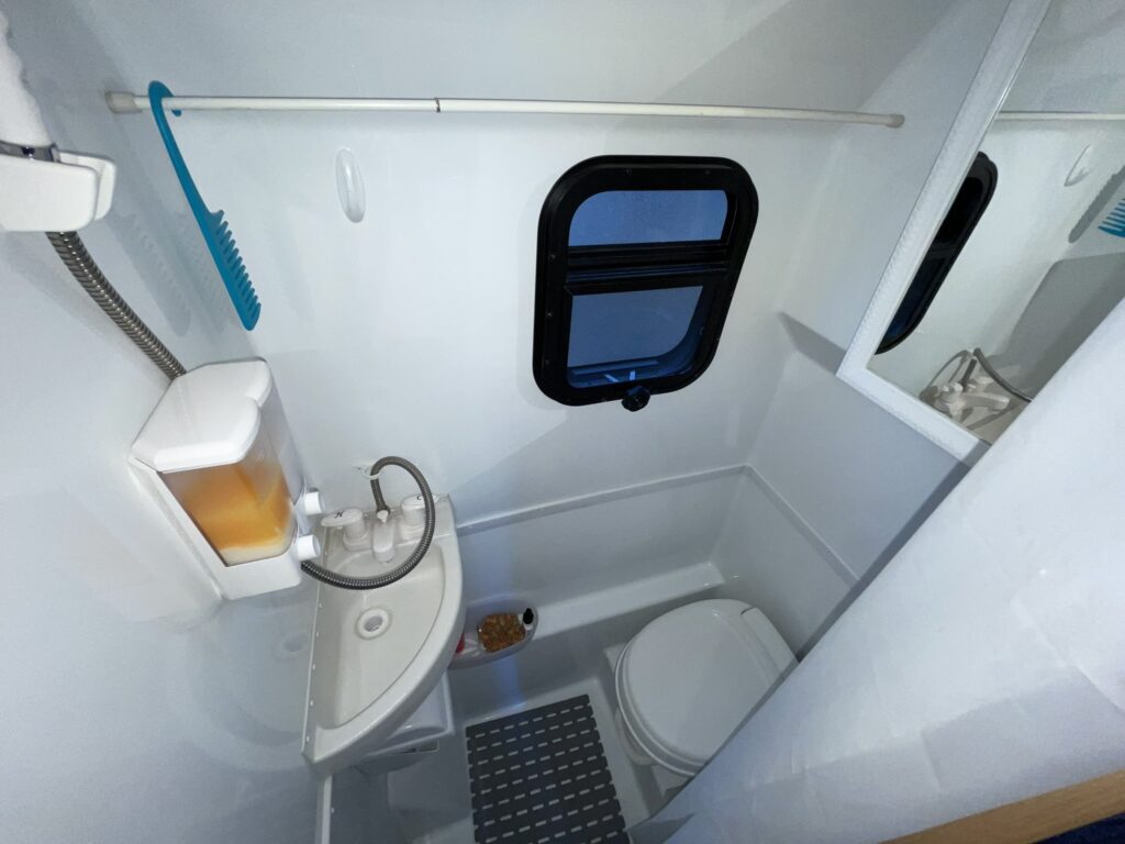 A bathroom in an RV