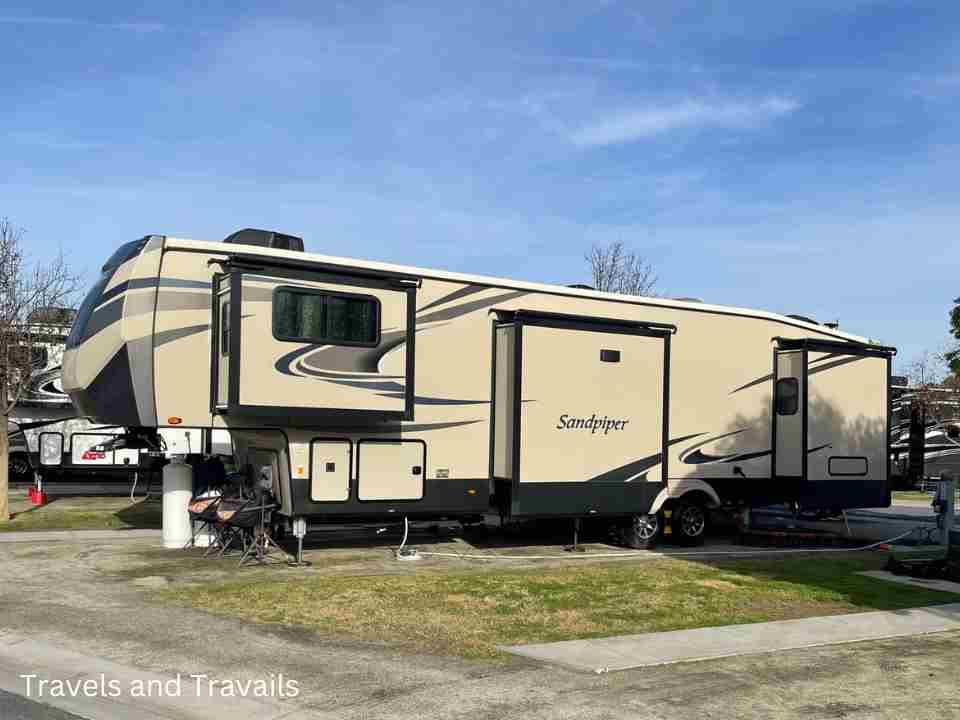 travel trailer at a campground