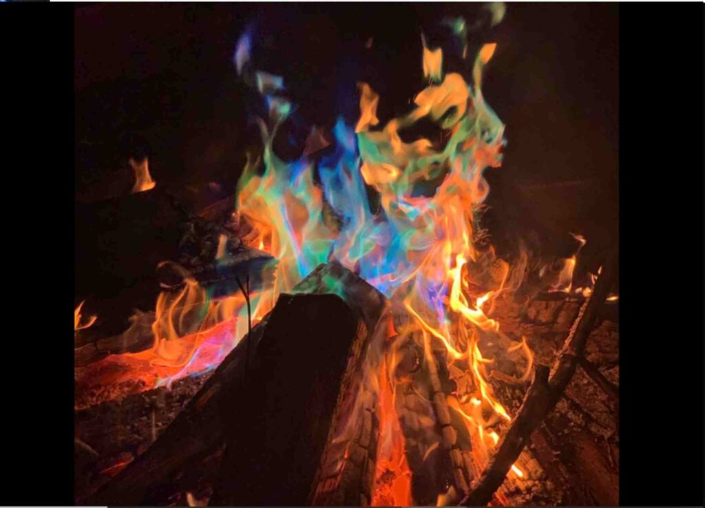 Magical flames in a campfire