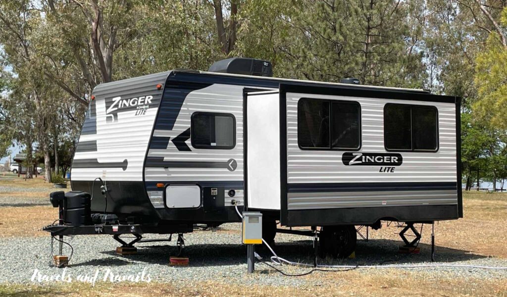 travel trailer at campground