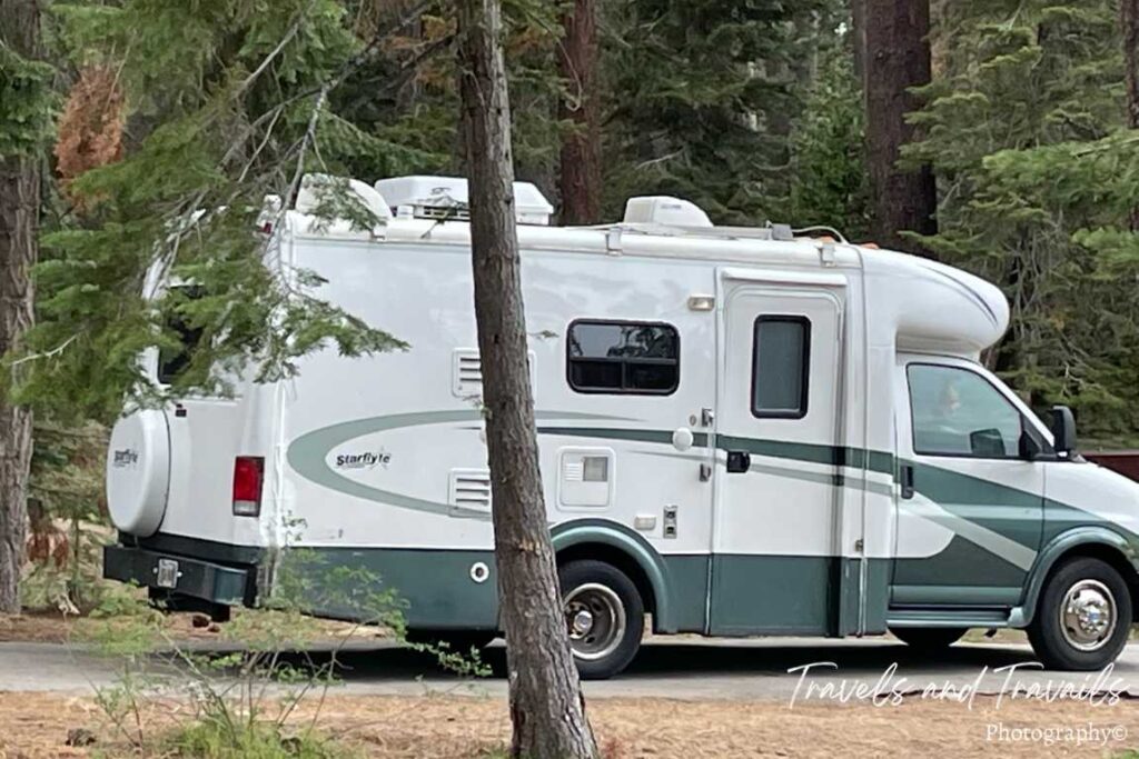 a motorhome at a campground